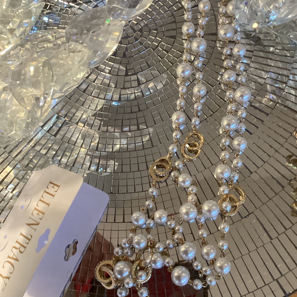 Ellen Tracy Gold-Tone & White Faux Pearl Layered necklace